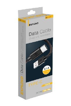 Дата-кабель EXPLOYD EX-К-526 Дата-кабель USB - TYPE-C 1М JEANS круглый чёрный