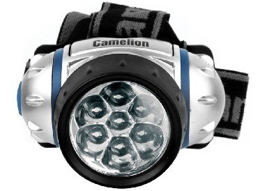 Фонарь CAMELION LED5318-7Mx (фонарь налобн, металлик,7 ультра ярк LED,2 реж, 3XR03 в компл, пласт, блист)