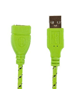 кабель PARTNER USB 2.0, 3м (А-А) удлинитель M/F, зеленая оплетка (30632)