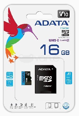 A-DATA MicroSDHC 16GB Class10 UHS-I A1 100/10 MB/S + адаптер (AUSDH16GUICL10A1-RA1)