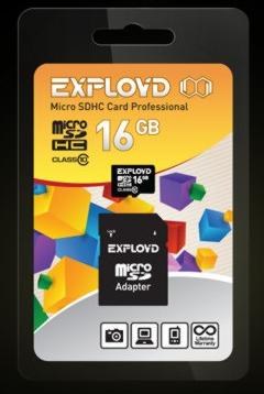 EXPLOYD MicroSDHC 16GB Class10 + адаптер SD