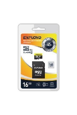 EXPLOYD MicroSDHC 16GB Class10 + адаптер SD [EX016GCSDHC10-AD]