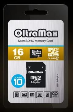 OLTRAMAX MicroSDHC 16GB Class10 + адаптер SD