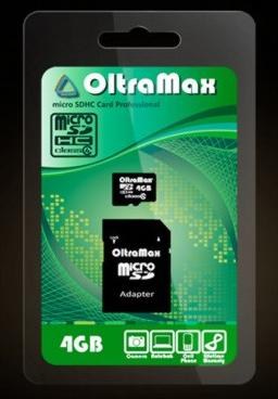 OLTRAMAX MicroSDHC 4GB Class4 + адаптер SD [OM004GCSDHC4-AD]