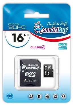SMARTBUY (SB16GBSDCL4-01) MicroSDHC 16GB Сlass4 + адаптер