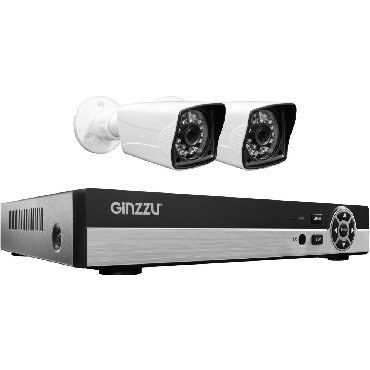 Комплект видеонаблюдения GINZZU HK-425D (AHD, IP 4 канальный, 2 уличные 1Mp)