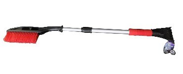 KS-AUTO (KS-121ТR) Щетка для снега со скребком красная, телескопическая, мягкая ручка, 86-120см