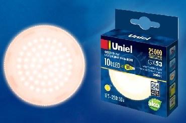UNIEL UL-00003722 LED-GX53-10W/WW/GX53/FR PLZ01WH матовая Теплый белый свет 3000K
