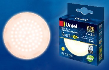 UNIEL UL-00003726 LED-GX53-16W/WW/GX53/FR PLZ01WH матовая Теплый белый свет 3000K