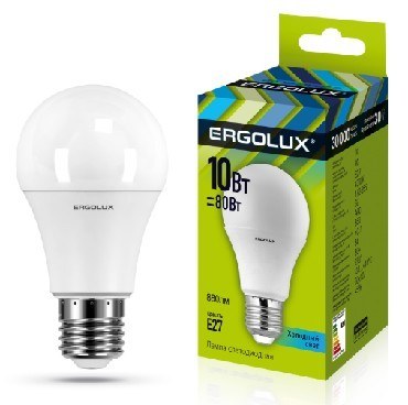 ERGOLUX (12149) LED-A60-10W-E27-4K (Эл.лампа светодиодная ЛОН 10Вт E27 4500K 172-265В)