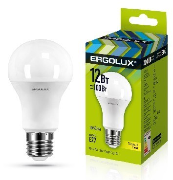 ERGOLUX LED-A60-12W-E27-3K (Эл.лампа светодиодная ЛОН 12Вт E27 3000K 172-265В)
