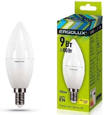 ERGOLUX LED-C35-9W-E14-3K (Эл.лампа светодиодная Свеча 9Вт E14 3000K 172-265В)