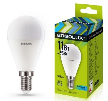ERGOLUX (13628) LED-G45-11W-E14-4K (Эл.лампа светодиодная Шар 11Вт E14 4500K 172-265В)