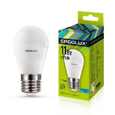 ERGOLUX LED-G45-11W-E27-4K (Эл.лампа светодиодная Шар 11Вт E27 4500K 172-265В)