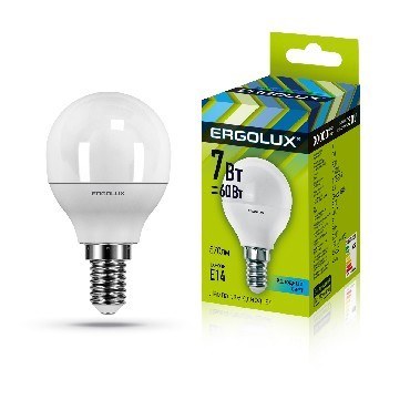 ERGOLUX (12144) LED-G45-7W-E14-4K (Эл.лампа светодиодная Шар 7Вт E14 4500K 172-265В)