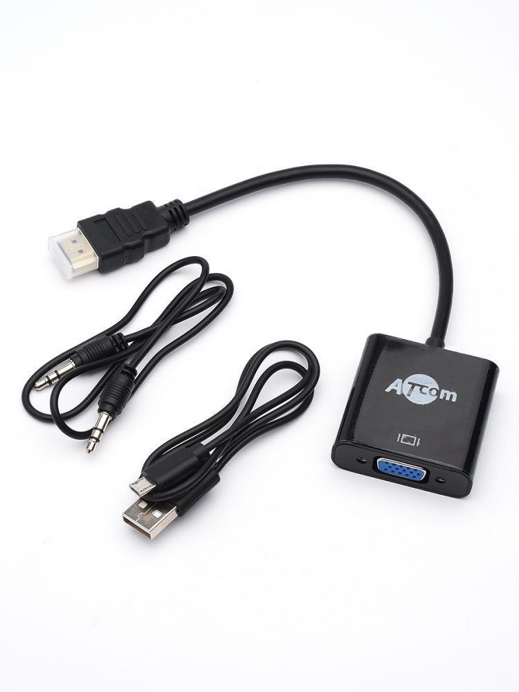 ATCOM (AT1014) Переходник HDMI(m) <=> Vga(f)+Audio+доп.питание 0.1М
