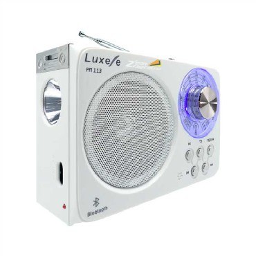 Радиоприемник LUXELE РП-113 FM 64-108МГц, бат.2*R20, 220V, акб 1000mA/h, USB/SD/microSD/AUX/Bluetooth, белый