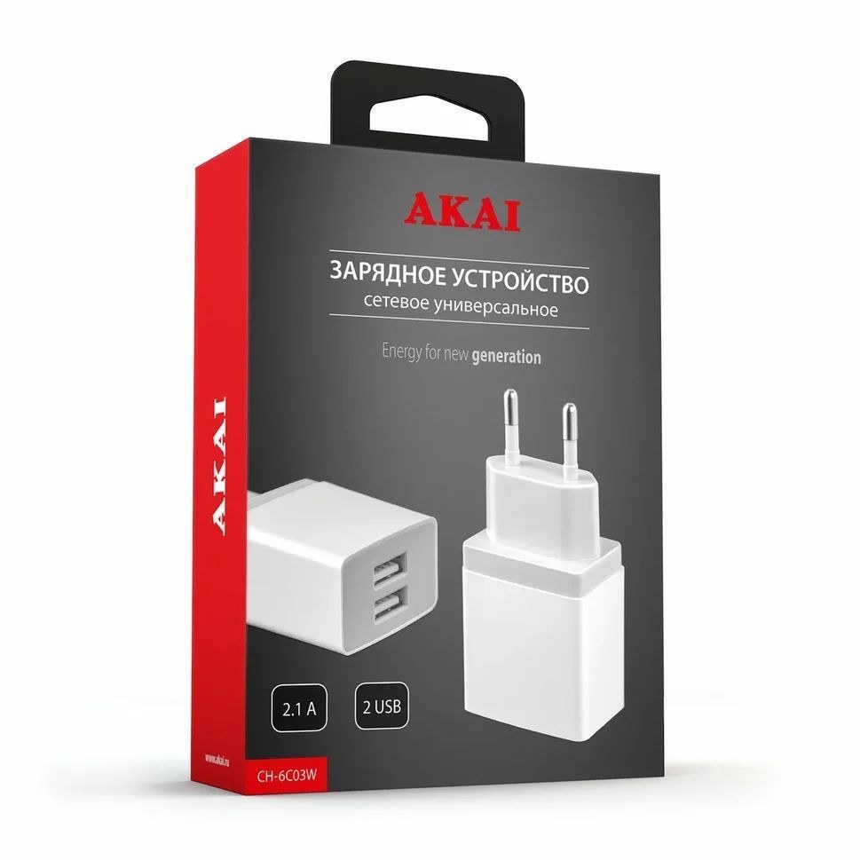 Сетевое зарядное устройство AKAI CH-6A14 универсальное PD20W + QC3.0 18W, 1xType