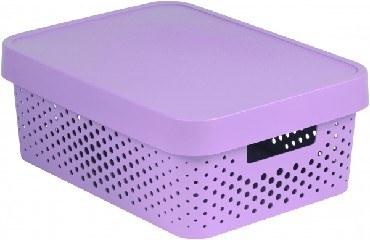 Система хранения вещей CURVER 04753-X51-00 Коробка INFINITY перфорированная с крышкой 11л розовая (2)