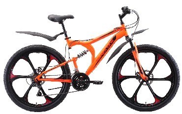 Велосипед BLACK ONE Totem FS 26 D FW неоновый оранжевый/красный/чёрный 18
