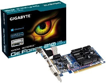GIGABYTE nVidia GeForce 210 , GV-N210D3-1GI, 1ГБ, DDR3, Low Profile