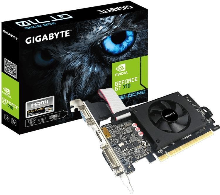 GIGABYTE nVidia GeForce GT 710 , GV-N710D5-2GIL, 2ГБ, GDDR5, Low Profile