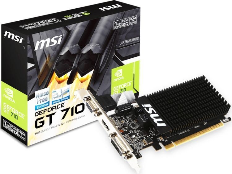 MSI nVidia GeForce GT 710 , GT 710 1GD3H LP, 1ГБ, DDR3, Low Profile