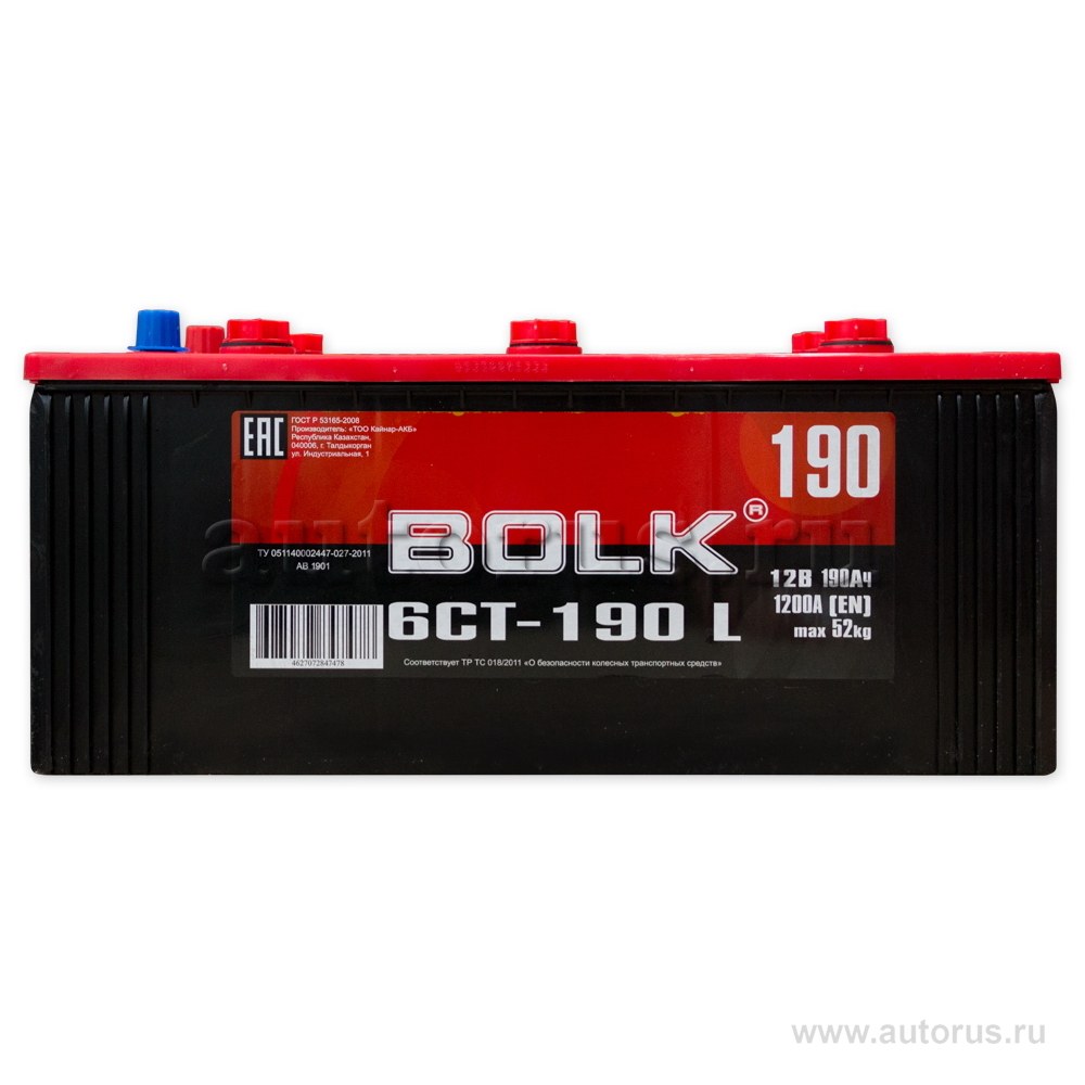 Аккумулятор BOLK Standart 190 А/ч L+ (3) 513x223x223 EN1 200 А КАЗАХСТАН