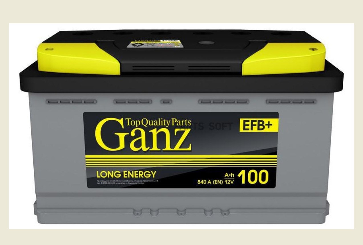 Аккумулятор GANZ EFB 100 А/ч обратный R+ 352x175x190 L5 EN 840 А