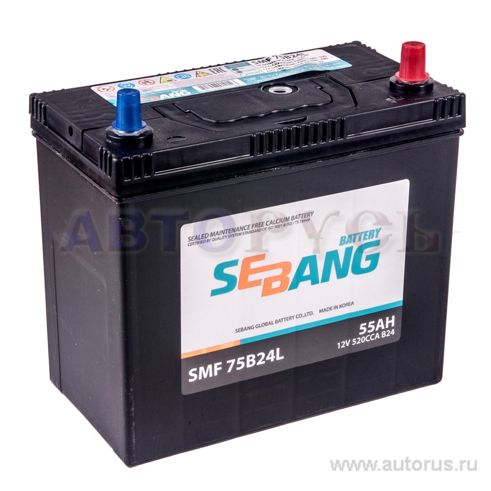 Аккумулятор SEBANG JIS 55 А/ч Обратная 238x129x225 EN520 А