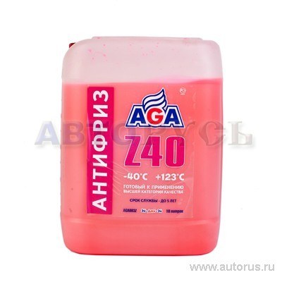 Антифриз AGA Z-40 G12++ готовый -40C красный 10 кг AGA003Z