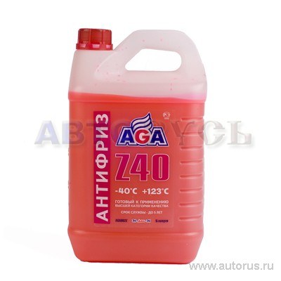 Антифриз AGA Z-40 G12++ готовый -40C красный 5 л AGA002Z