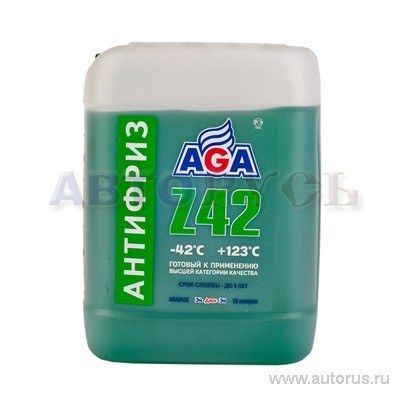 Антифриз AGA Z-42 G12++ готовый -42C зеленый 10 кг AGA050Z