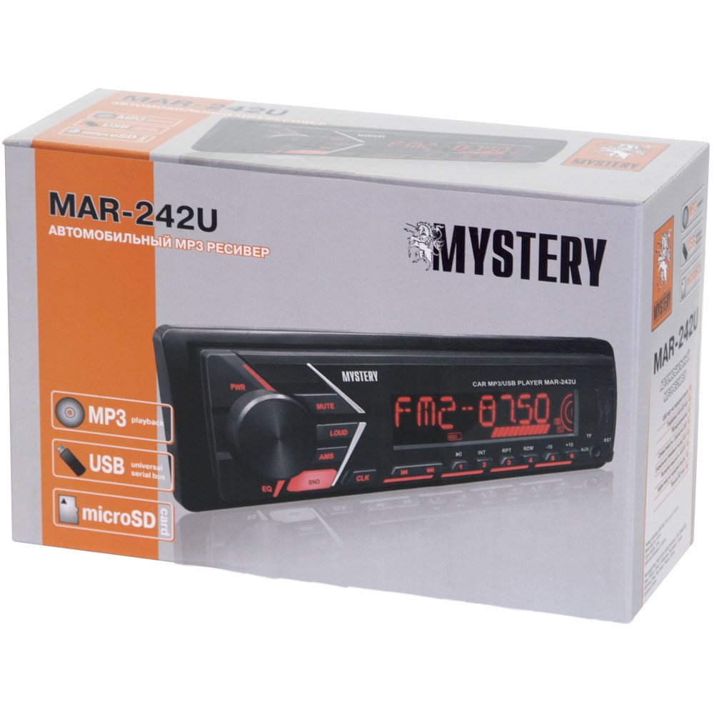 Автомагнитола Mystery , 4x50 Вт,MP3,USB,AUX,красная подсветка MYSTERY MAR-242U