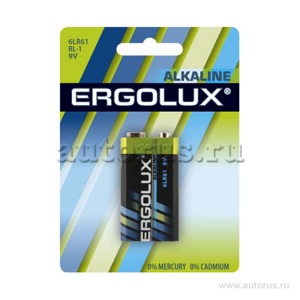 Батарейка alkaline ERGOLUX 6LR61 BL-1 11753 крона 9В 1шт. ERGOLUX 11753