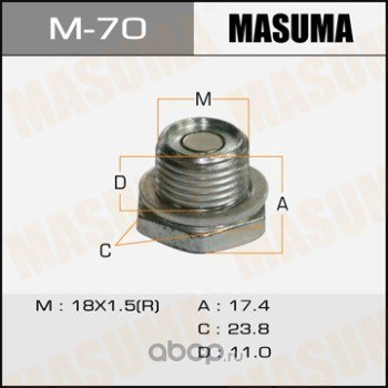 Болт маслосливной A/T С МАГНИТОМ (с шайбой) Toyota 18x1.5mm MASUMA M-70