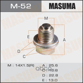 Болт маслосливной с магнитом (с шайбой) MITSUBISHI 14x1.5mm MASUMA M-52