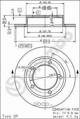Диск тормозной передний LADA 2121 21213 (NIVA) BREMBO 08.3939.10