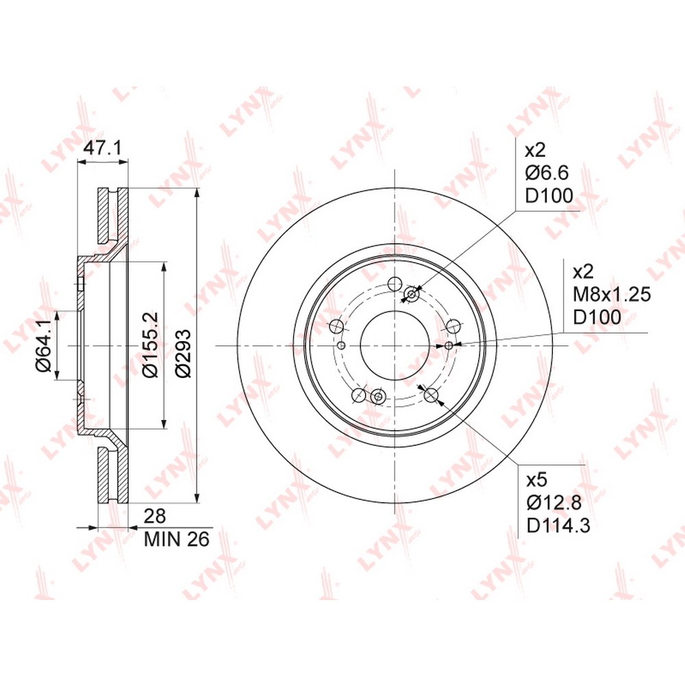 Диск тормозной передний HONDA CR-V III-IV 2.0-2.4 07> LYNXAUTO BN-1039