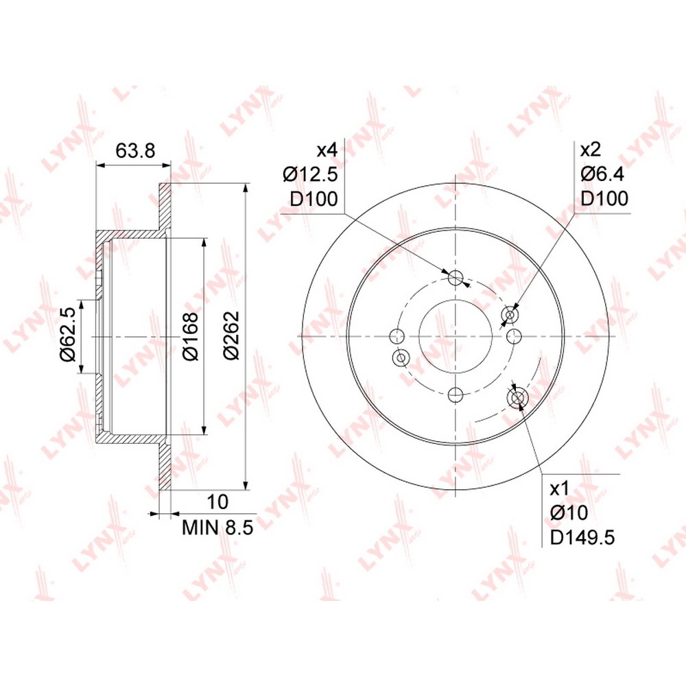 Диск тормозной HUYNDAI ACCENT (MC) 1.4-1.6 05-10 / GETZ 1.4-1.6 02 LYNXAUTO BN-1049