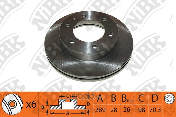Диск тормозной передний FORD RANGER/MAZDA BT-50 /VENT.D=288MM NIBK RN1465