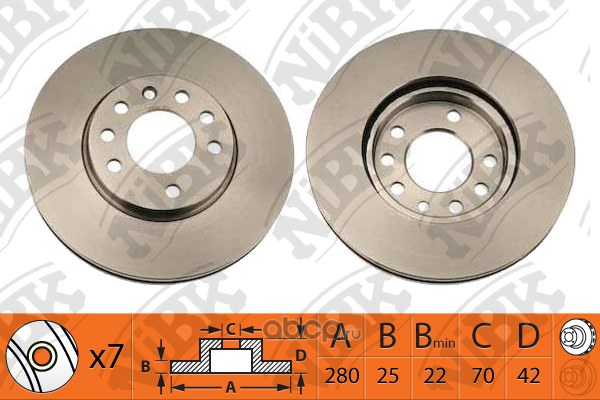Диск тормозной передний OPEL ASTRA G/H/CORSA C/ZAFIRA A /VENT D=280MM NIBK RN1112