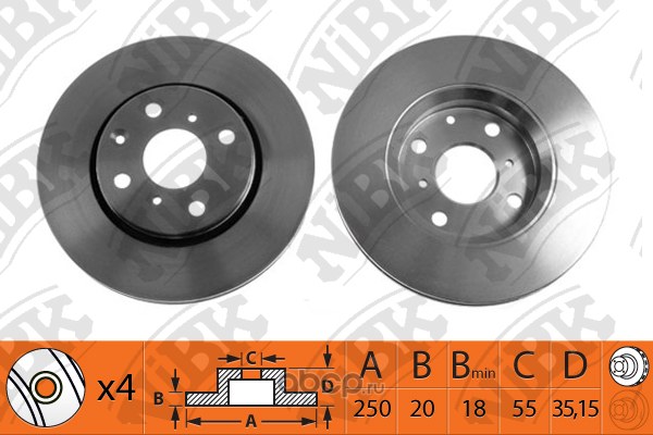 Диск тормозной передний PEUGEOT 107/CITROEN C1 NIBK RN1214