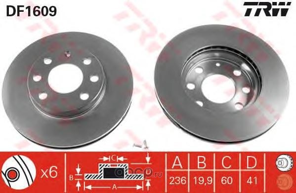 Диск тормозной передний невентилируемый 13" DAEWOO 1.4-1.5 OP ASCC/ASTF/CORA/B/KADE TRW DF1609