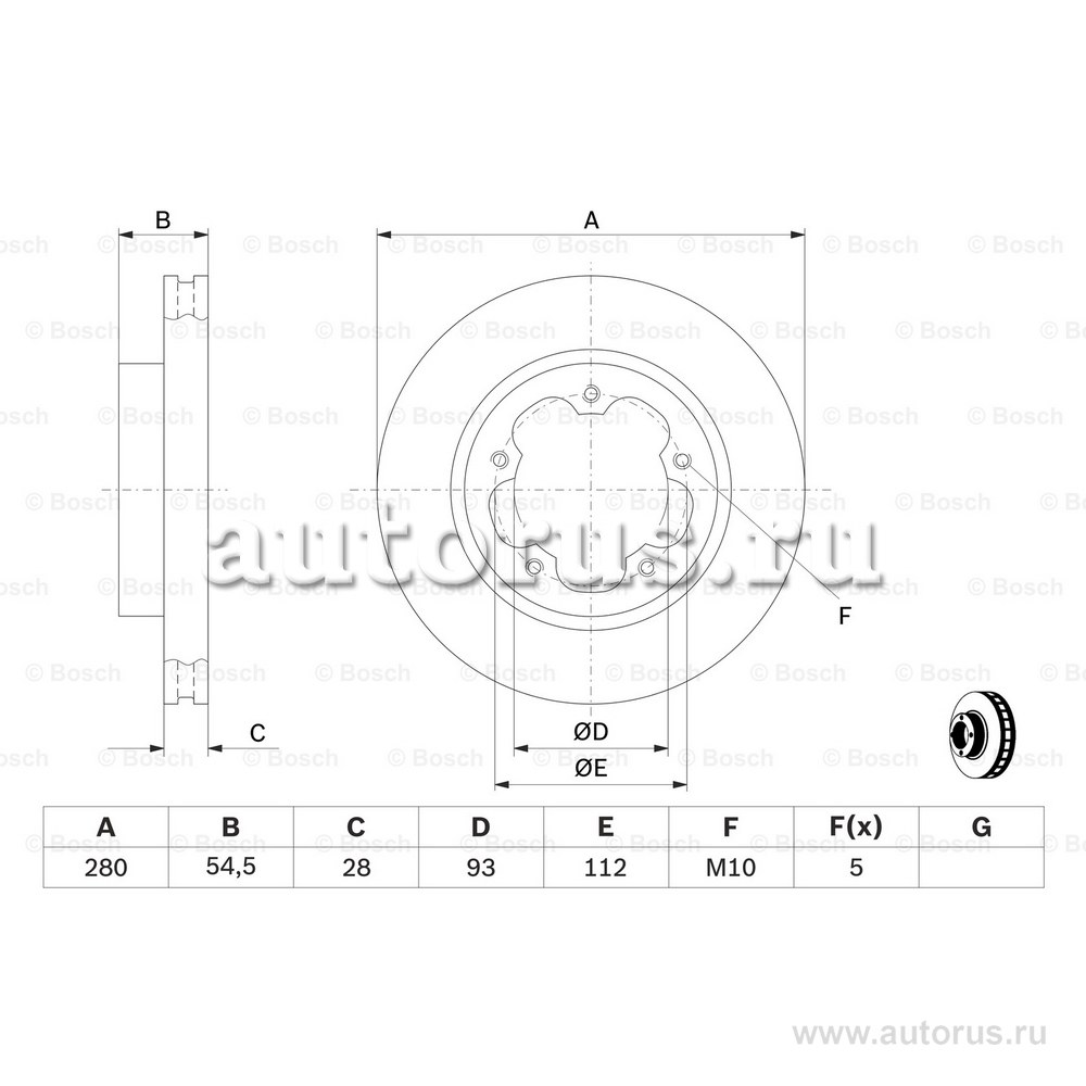 Диск тормозной передний FORD TRANSIT 2.2TDCI EXCL.FT330/FT350 06-> BOSCH 0 986 479 392