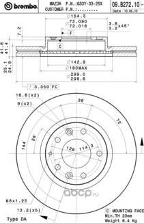 Диск тормозной передний BREMBO 09.B272.10