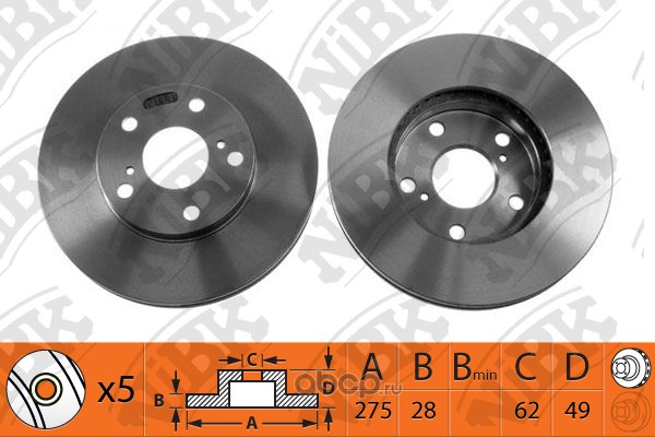 Диск тормозной передний LEXUS ES / TOYOTA CAMRY 96-01 NIBK RN1009