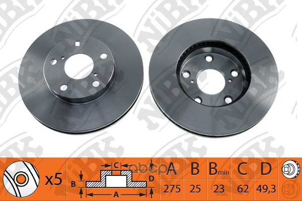 Диск тормозной передний TOYOTA CAMRY 90-94 / RAV4 II 00-05 NIBK RN1143