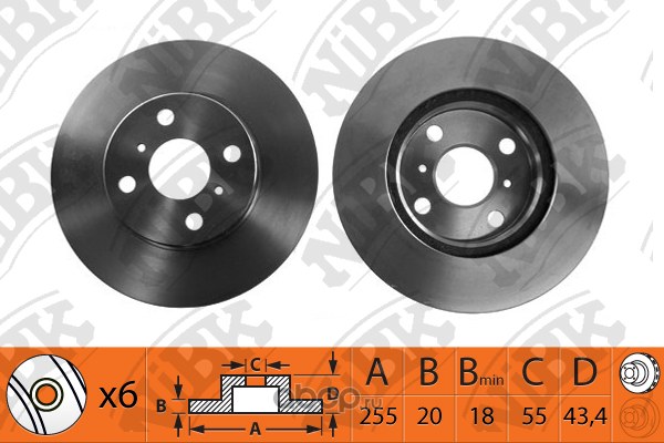 Диск тормозной передний TOYOTA YARIS I/YARIS VERSO 99-05 NIBK RN1144