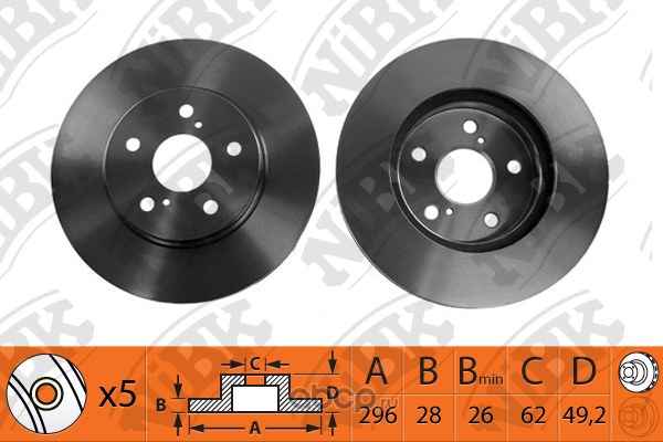 Диск тормозной передний TOYOTA CAMRY 01-06 NIBK RN1162